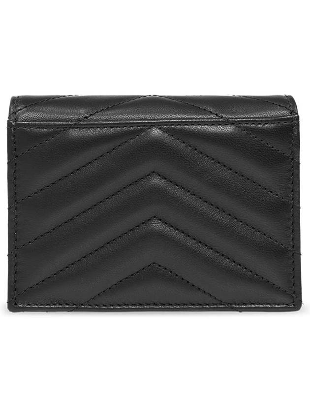 Casandra Matelasse Quilted Lambskin Flap Card Wallet Black - SAINT LAURENT - BALAAN 4