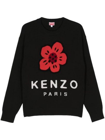 Boke Flower Crew Neck Knit Top Black - KENZO - BALAAN 2