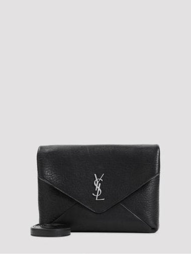 Cassandre Envelope Strap Leather Cross Bag Black - SAINT LAURENT - BALAAN 1