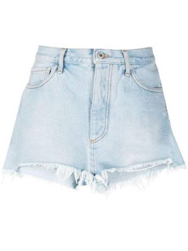 twisted logo patch denim shorts blue - OFF WHITE - BALAAN 1