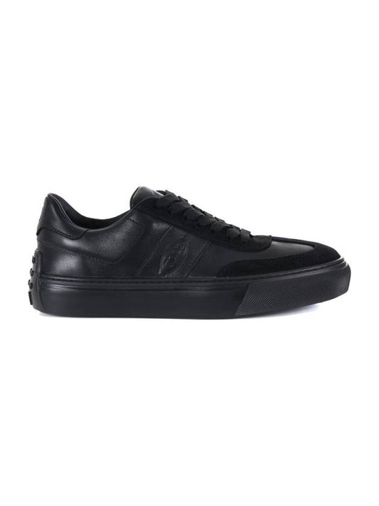 Round Toe Leather Low Top Sneakers Black - TOD'S - BALAAN 1