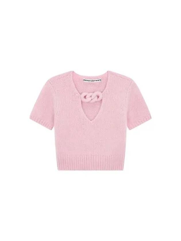 Chain V-neck hairy knit pink 270830 - ALEXANDER WANG - BALAAN 1