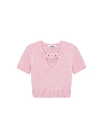 Chain V neck hairy knit pink 271138 - ALEXANDER WANG - BALAAN 1