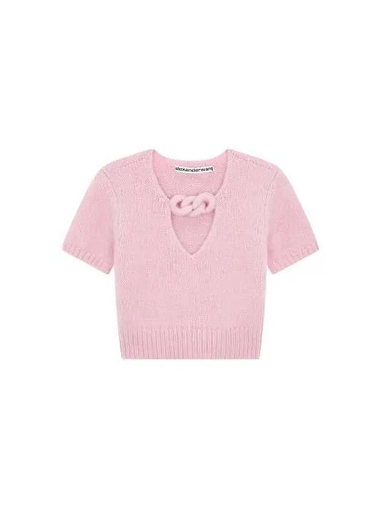Chain V-neck hairy knit pink 270830 - ALEXANDER WANG - BALAAN 1