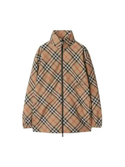 Check Patterned Zip-Up Jacket Beige - BURBERRY - BALAAN 2