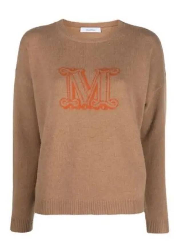 Edo M Logo Cashmere Knit Top Brown - MAX MARA - BALAAN 2