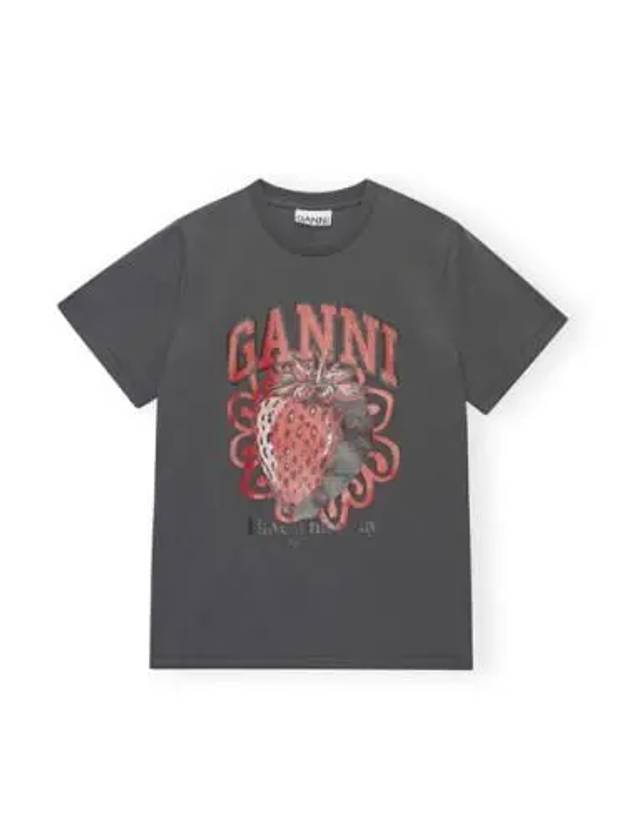 Strawberry Short Sleeve T-Shirt Ash Grey - GANNI - BALAAN 2