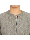 Cable Pointelle Striped Donegal Wool Short Sleeve Cardigan Light Grey - THOM BROWNE - BALAAN 9