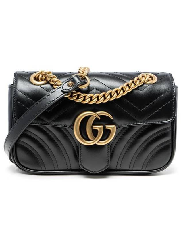 GG Marmont Matelasse Gold Chain Mini Cross Bag Black - GUCCI - BALAAN 2