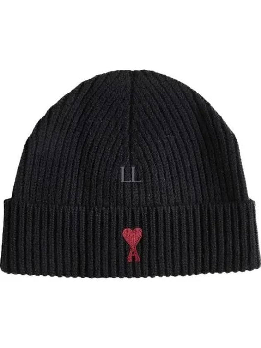 Heart Logo Wool Beanie Black - AMI - BALAAN 2