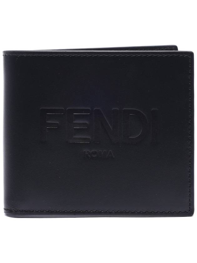 logo stamp bifold wallet black - FENDI - BALAAN.