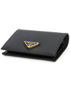 Gold Hardware Triangle Logo Saffiano Half Wallet Black - PRADA - BALAAN 4