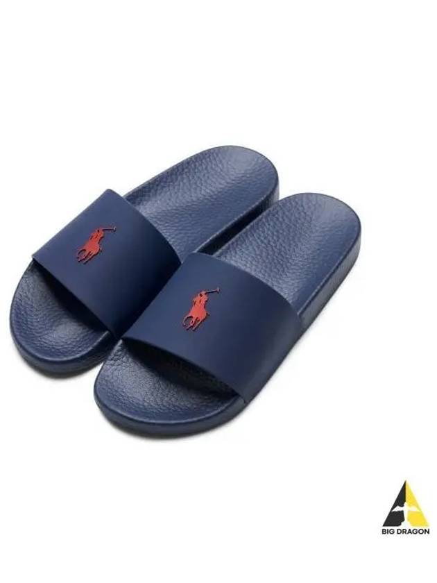 Signature Pony Slide Sandals Blue - POLO RALPH LAUREN - BALAAN 1