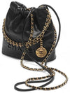 22 Mini Chain Bag Shiny Calfskin All Black AS3980 - CHANEL - BALAAN 3