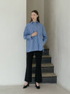 Oversized Striped Shirt Blue - YOUNESS - BALAAN 3