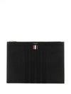 diagonal striped leather clutch bag black - THOM BROWNE - BALAAN 2