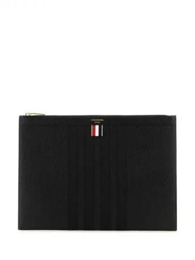 diagonal striped leather clutch bag black - THOM BROWNE - BALAAN 2