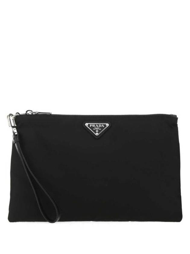 Re-Nylon and Saffiano Leather Clutch Bag Black - PRADA - BALAAN 2