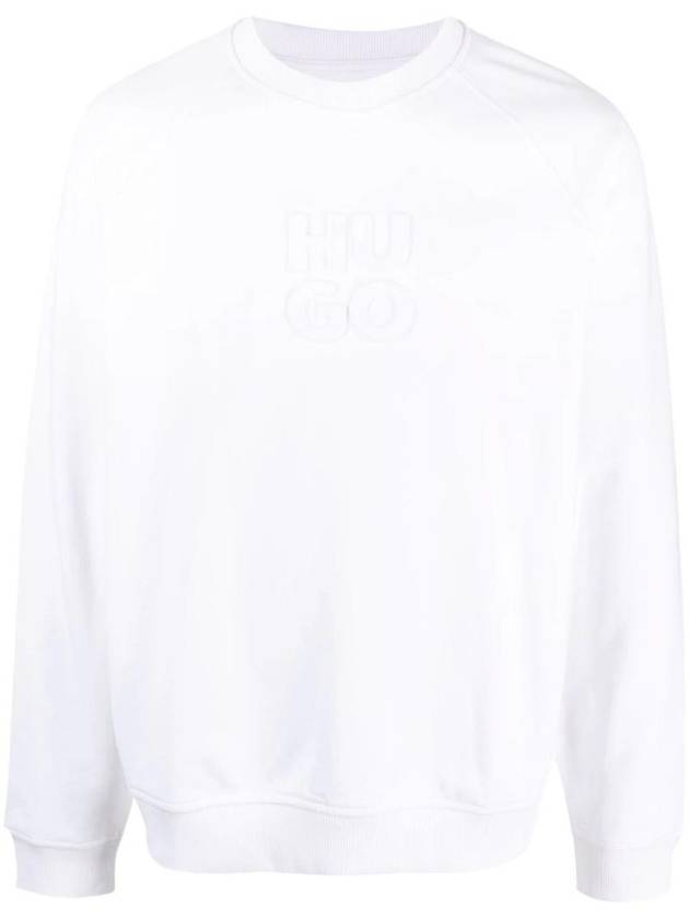 Embossed Logo Cotton Sweatshirt White - HUGO BOSS - BALAAN 1