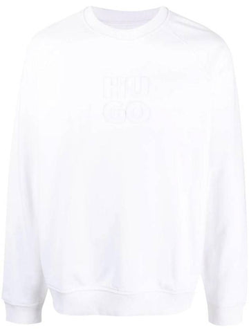 Embossed Logo Cotton Sweatshirt White - HUGO BOSS - BALAAN 1