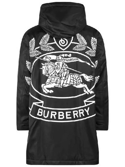 Men's Aderton Back Logo Applique Nylon Long Hooded Parka Black - BURBERRY - BALAAN 2