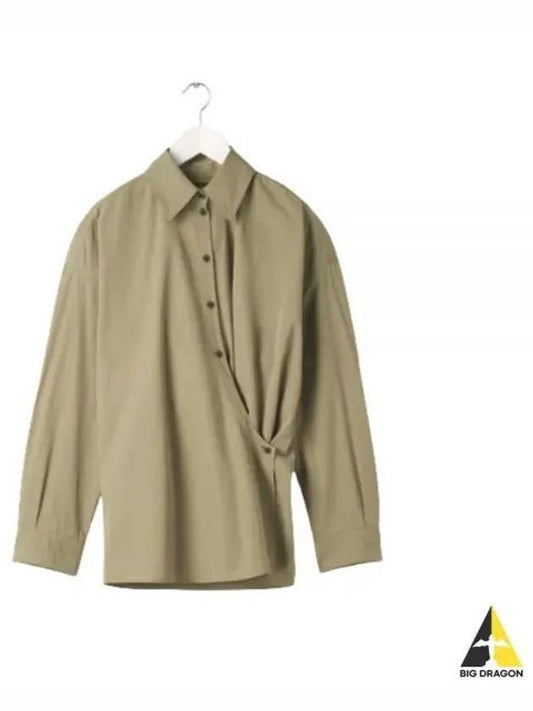 Straight Collar Twisted Shirt Dusty Khaki - LEMAIRE - BALAAN 2