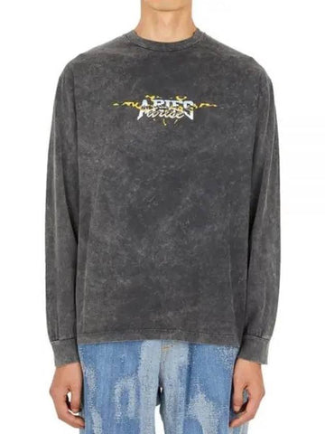 Aries Chrome Desert Long Sleeve T Shirt Charcoal FTAR60026 - ARIES - BALAAN 1