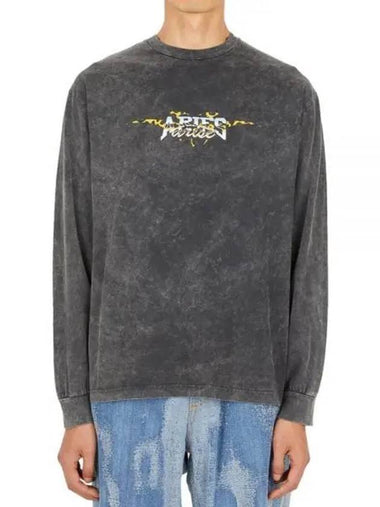 Aries Chrome Desert Long Sleeve T Shirt Charcoal FTAR60026 - ARIES - BALAAN 1