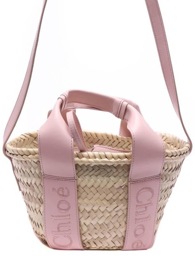 Sense Small Raffia Tote Bag Beige Pink - CHLOE - BALAAN 3