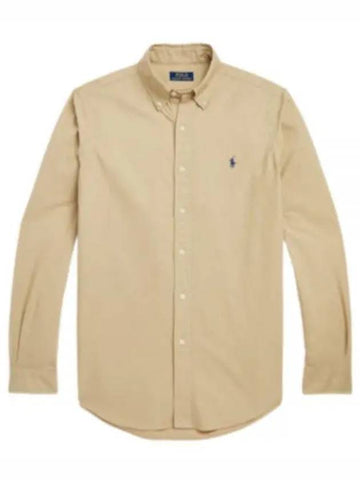 Classic Fit Garment Dyed Oxford Long Sleeves Shirt Beige - POLO RALPH LAUREN - BALAAN 1