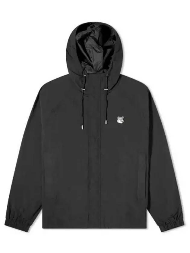 Hoodie Windbreaker in Nylon with Grey Fox Head Patch Black - MAISON KITSUNE - BALAAN 2