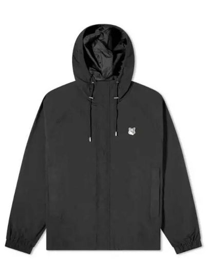 Hoodie Windbreaker in Nylon with Grey Fox Head Patch Black - MAISON KITSUNE - BALAAN 2