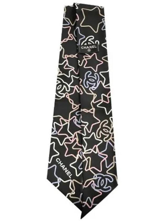 AA8007 Star Silk Twilly Scarf Black TSSW 270601 - CHANEL - BALAAN 1