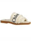 Woody Shearling Flat Mule Slippers Ivory - CHLOE - BALAAN 4