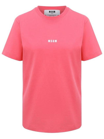 MSGM Women's Pink Small Logo Short Sleeve TShirt 3441MDM500 - MSGM - BALAAN 1