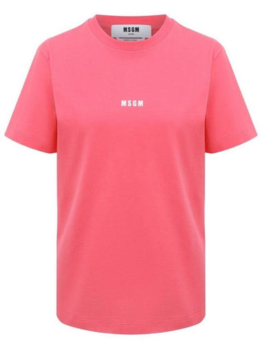 MSGM Women's Pink Small Logo Short Sleeve TShirt 3441MDM500 - MSGM - BALAAN 1