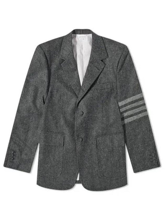 Donegal Tweed 4 Bar Single Breasted Blazer Jacket Grey - THOM BROWNE - BALAAN 2