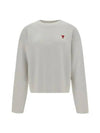 De Coeur Small Heart Logo Knit Top Light Grey - AMI - BALAAN 3