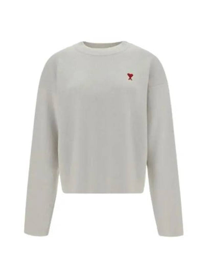 De Coeur Small Heart Logo Knit Top Light Grey - AMI - BALAAN 2