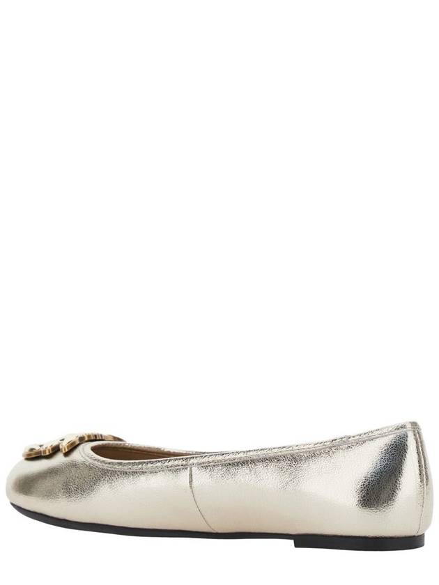 'Gioia 03' Metallic Ballet Shoes With Love Birds Diamond Cut Logo In Laminated Leather Woman - PINKO - BALAAN 3