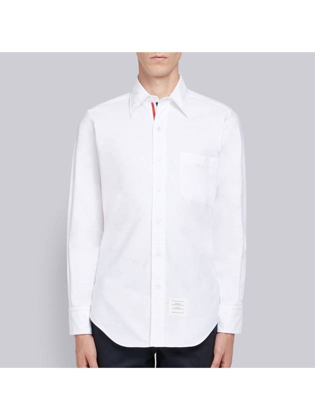 Oxford Grosgrain Placket Cotton Long Sleeve Shirt White - THOM BROWNE - BALAAN 2