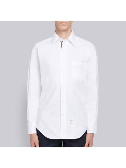 Men's Logo Patch Classic Cotton Long-Sleeve Shirt White - THOM BROWNE - BALAAN 2