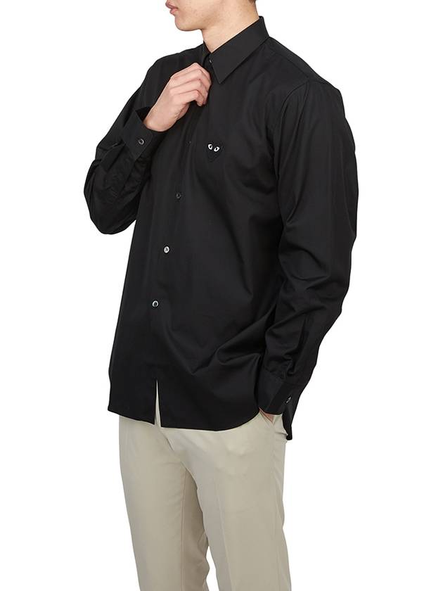 Heart Patch Poplin Long Sleeve Shirt Black - COMME DES GARCONS PLAY - BALAAN 5