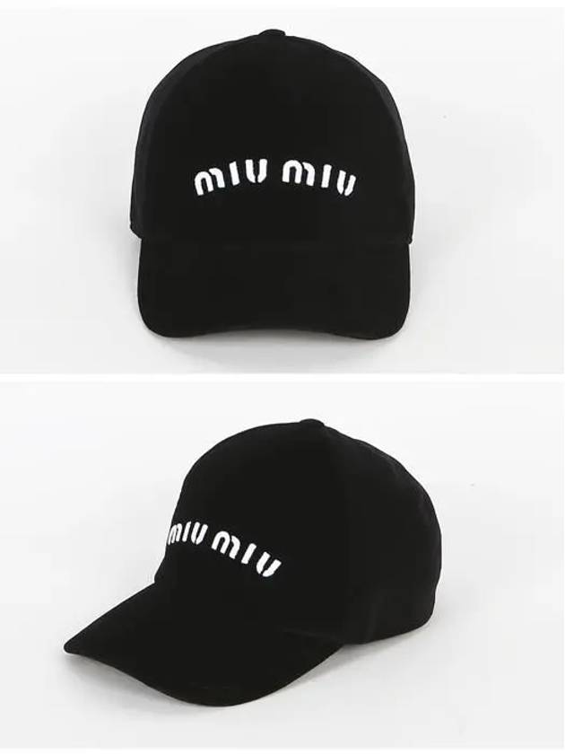 Embroidered Logo Velvet Ball Cap Black - MIU MIU - BALAAN 3