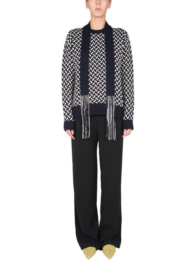 muffler decorated knit top black - JIL SANDER - BALAAN 2