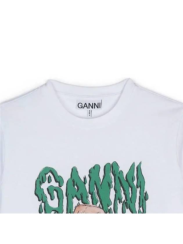 Ganni Bunny Basic Cotton Jersey Short Sleeve T-Shirt Bright White - GANNI - BALAAN 4