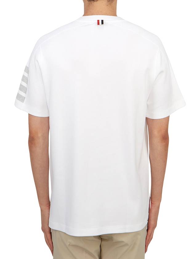 4-Bar Striped Cotton Short Sleeve T-Shirt White - THOM BROWNE - BALAAN 4