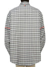 Prince of Wales Armband Oversized Long Sleeve Shirt Medium Grey - THOM BROWNE - BALAAN 4