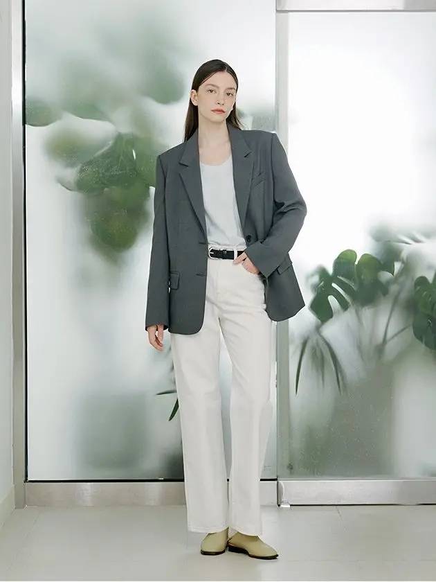 Semi over two button blazer gray - PINBLACK - BALAAN 5