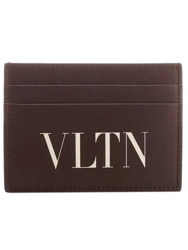 VLTN Logo Card Wallet Brown - VALENTINO - BALAAN 1